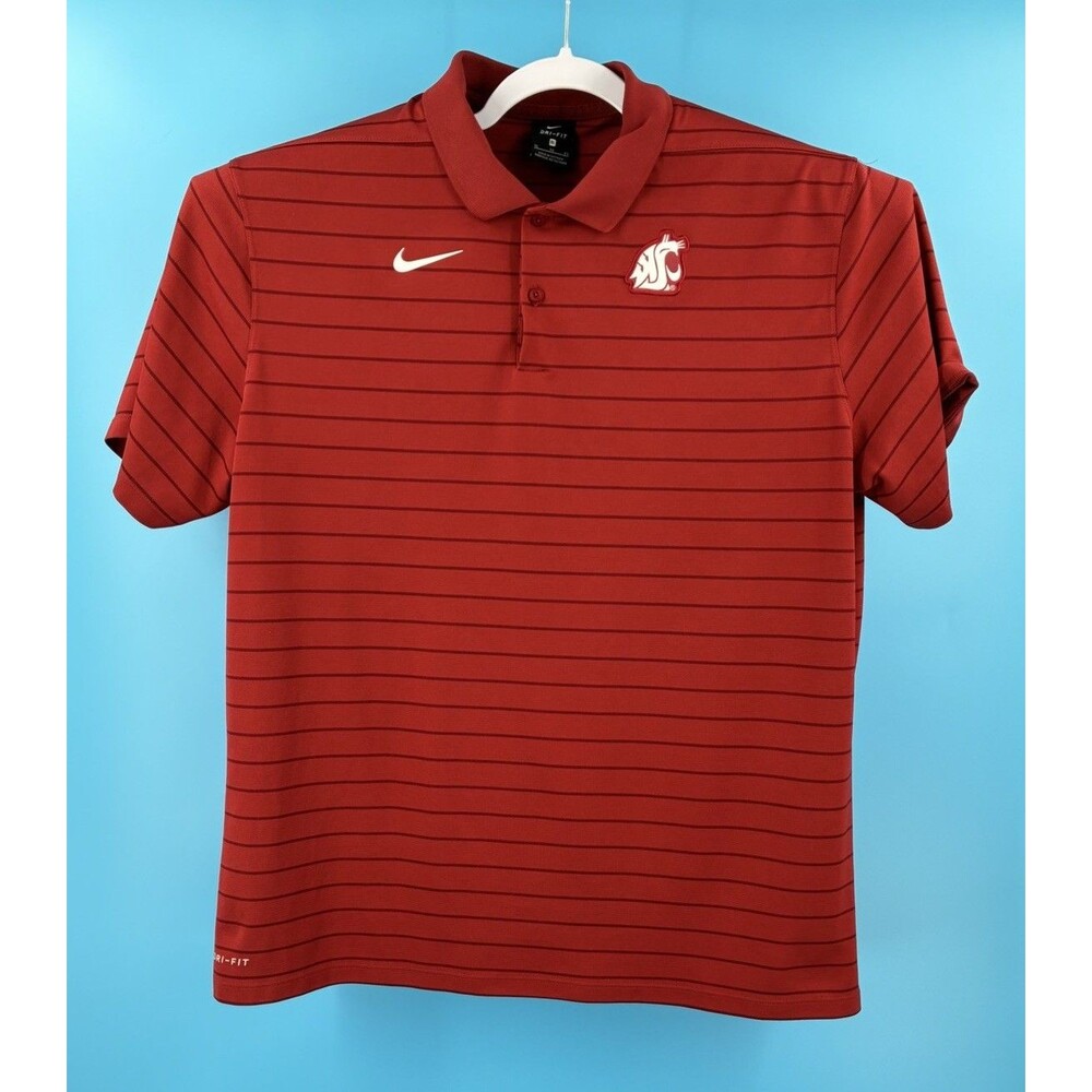 Nike Washington State Cougars Polo Men XL Crimson Stripe Dri-FIT WSU NCAA